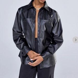 Black Size L Faux leather button down NY&Co